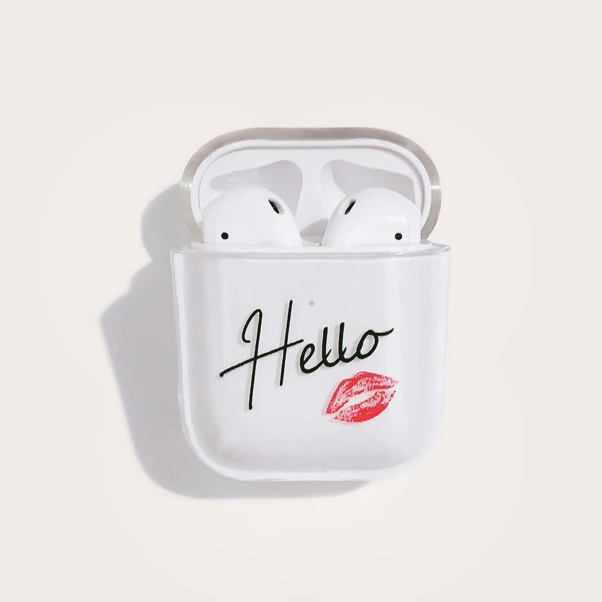 

1pc Letter Graphic AirPods Case, Clear