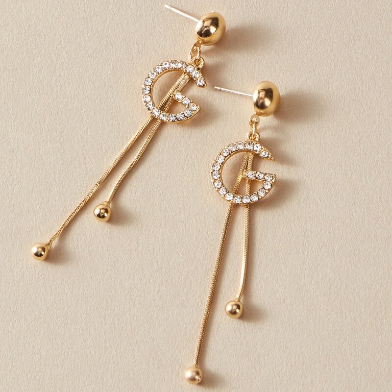 

Rhinestone Tassel Drop Earrings, Gold