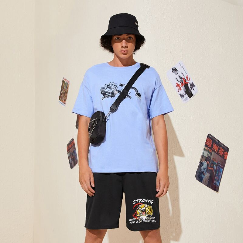 

Guys Dragon Graphic Tee, Baby blue