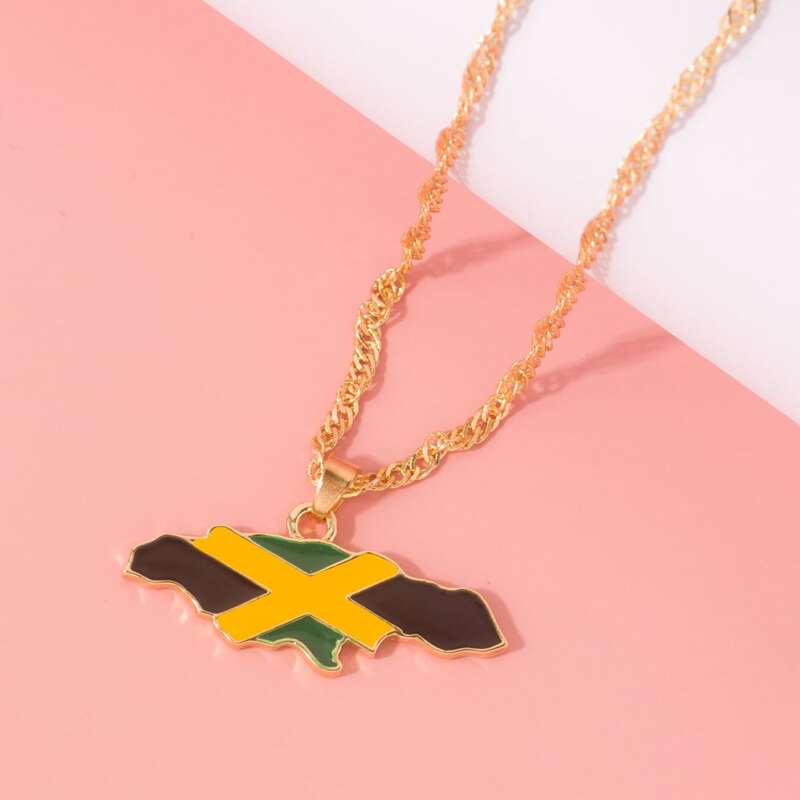 

Jamaica Flag Pendant Necklace, Multicolor
