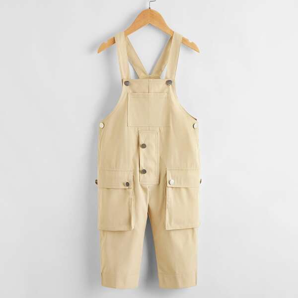 

Toddler Girls Flap Pocket Solid Overall, Khaki