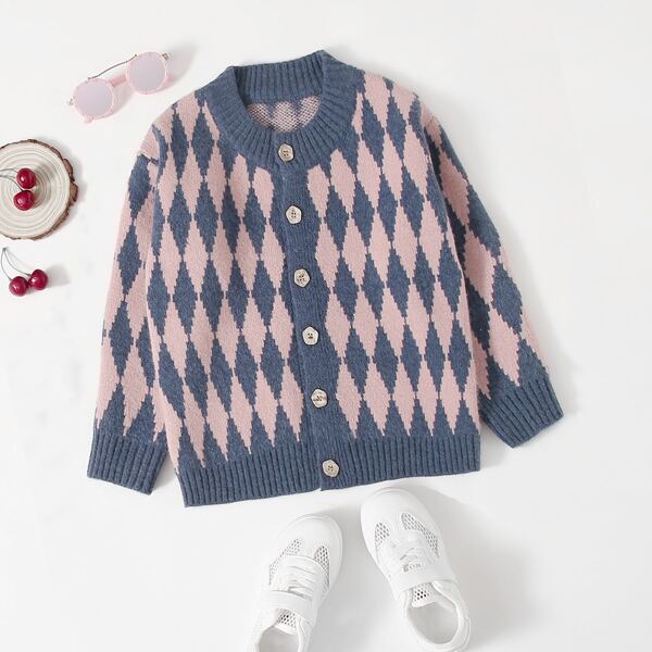 

Girls Argyle Button Front Cardigan, Multicolor