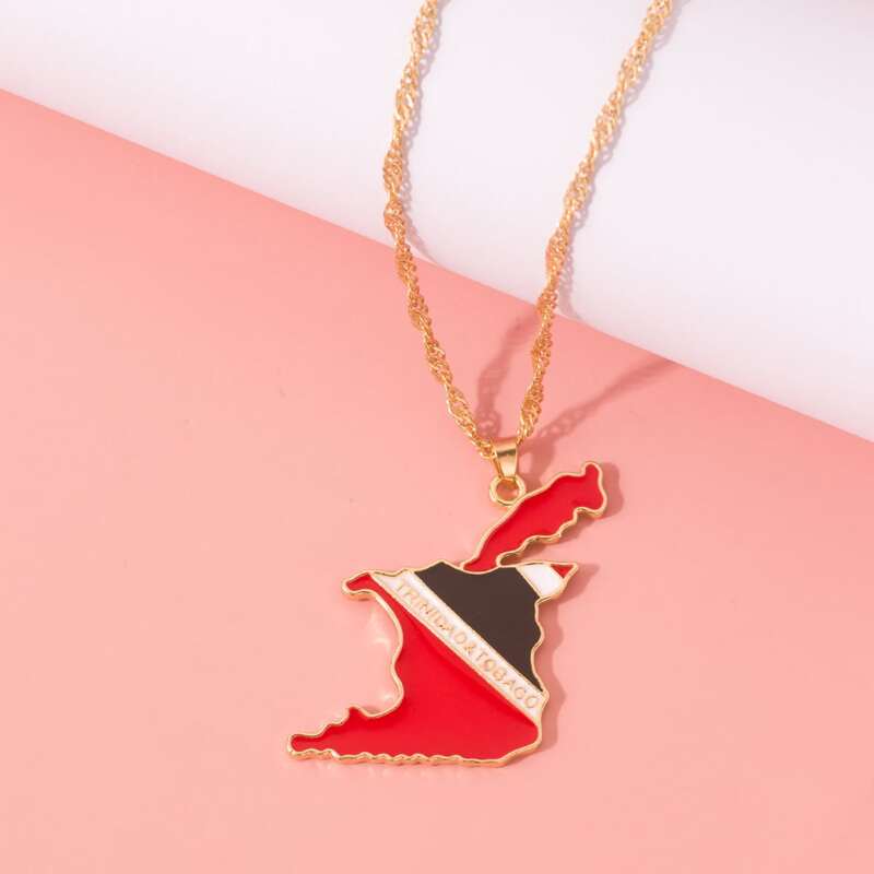 

Trinidad And Tobago Flag Pendant Necklace, Multicolor