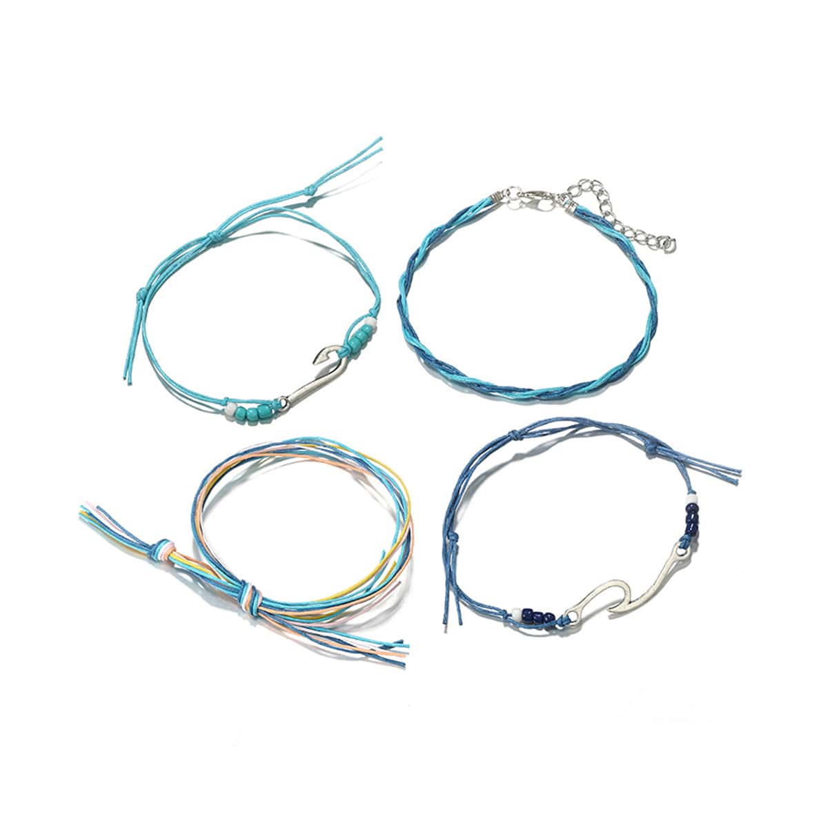 

4pcs Beaded Bracelet, Multicolor