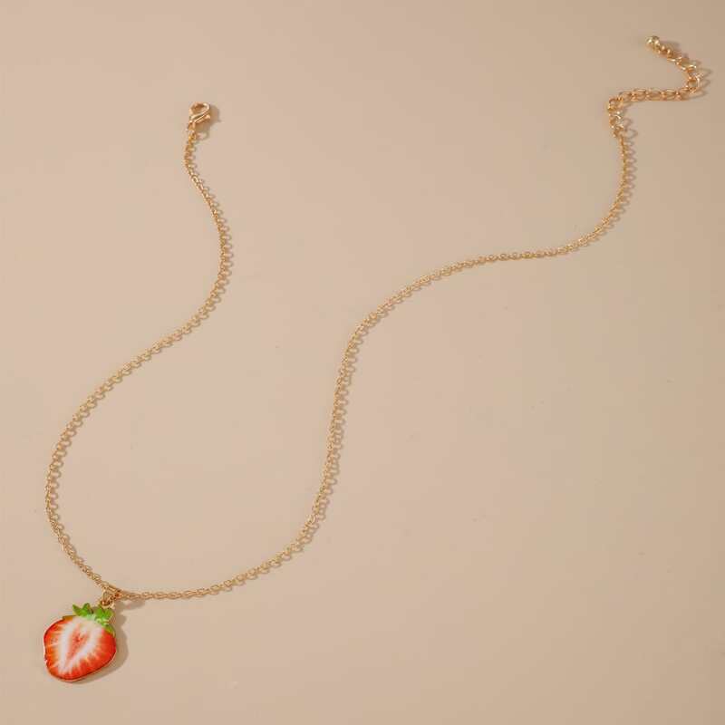 

Strawberry Pendant Necklace, Gold