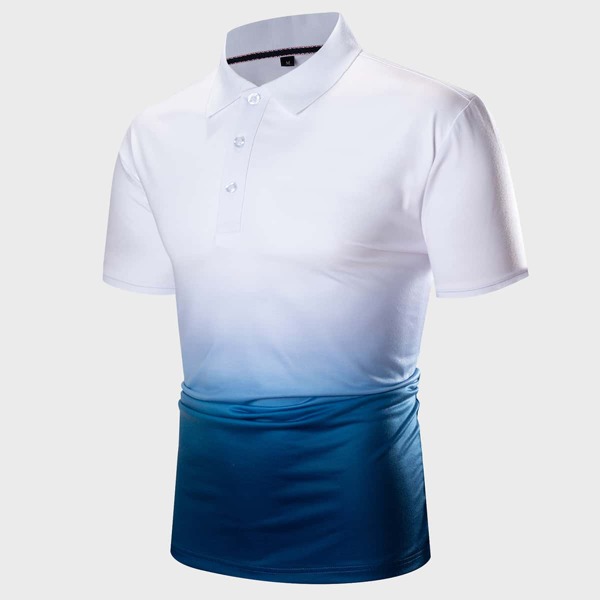 

Men Ombre Polo Shirt, Blue and white