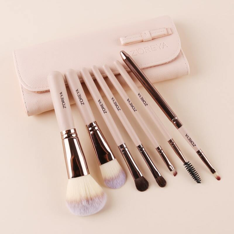

7pcs Makeup Brush & 1pc Brush Case, Pink