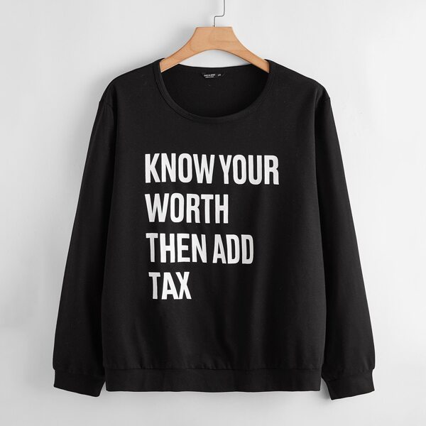 

Plus Slogan Graphic Sweatshirt, Black