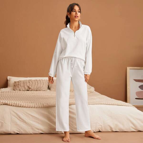

O-ring Quarter Zip Lounge Set, White