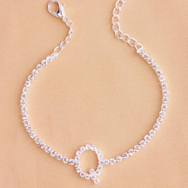 

Rhinestone Decor Bracelet, Silver