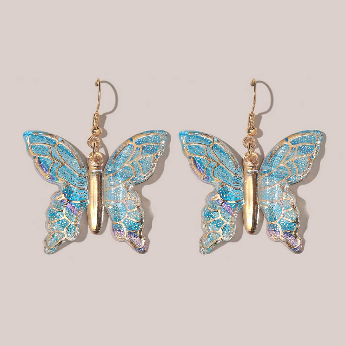 

Butterfly Shaped Drop Earrings, Blue