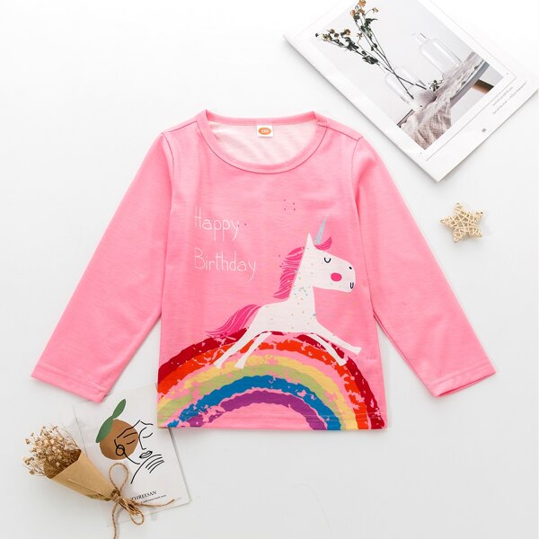 

Toddler Girls Cartoon And Slogan Graphic Tee, Pink