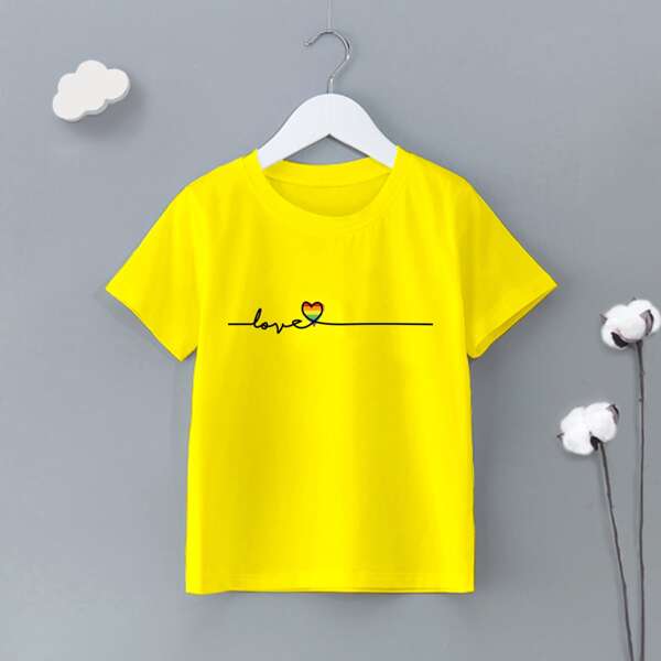 

Toddler Girls Heart And Letter Graphic Tee, Yellow bright