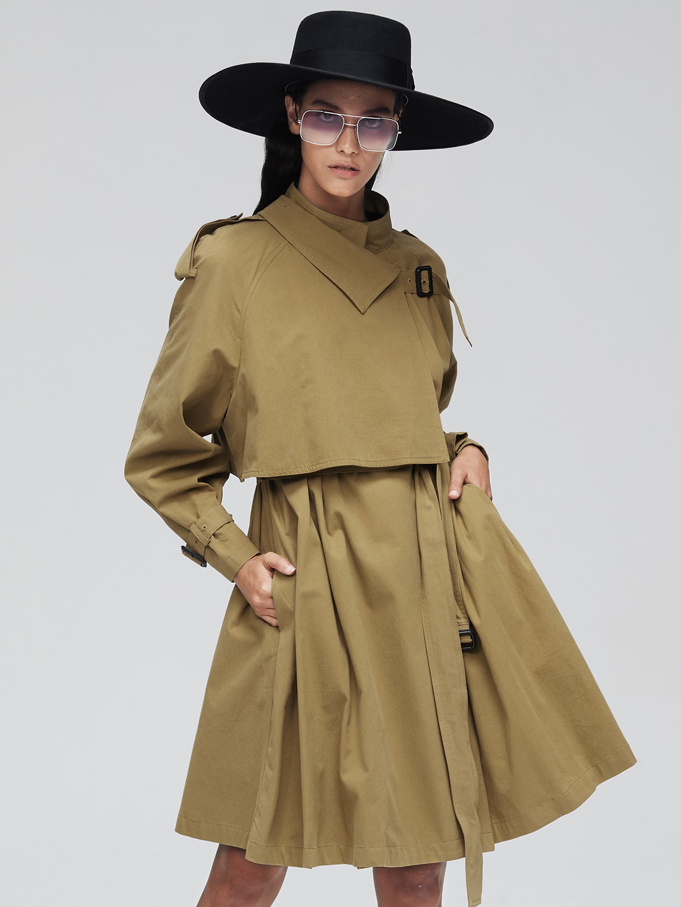 Wrap Belted Slant Pocket Coat thumbnail