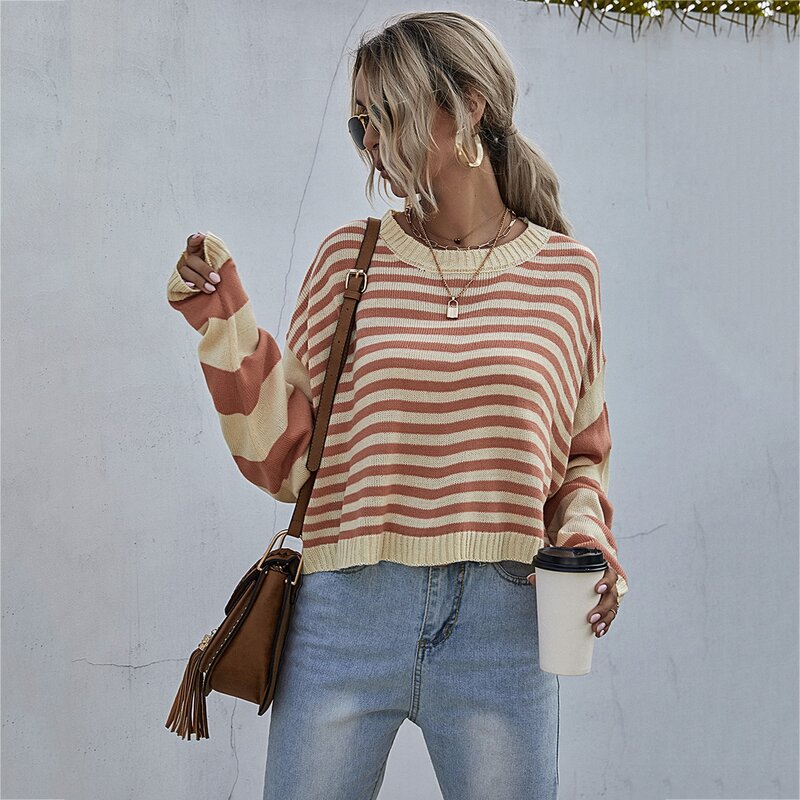 

Striped Drop Shoulder Oversized Sweater, Multicolor