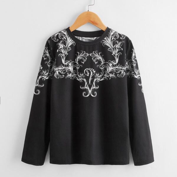 

Boys Baroque Print Tee, Black