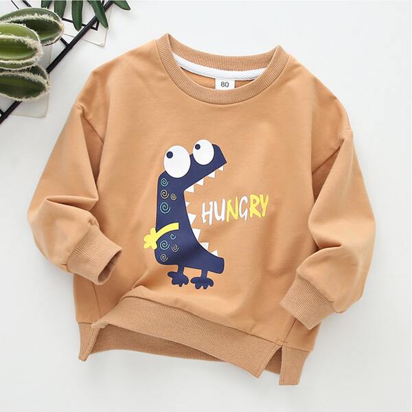 

Toddler Boys Cartoon & Letter Graphic Sweatshirt, Camel