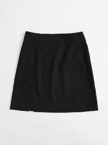 Muchica Falda bajo con abertura - Negro - Ver 2