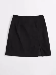 Muchica Falda bajo con abertura - Negro - Ver 5