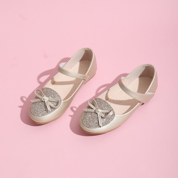 

Toddler Girls Bow & Glitter Decor Flats, Gold