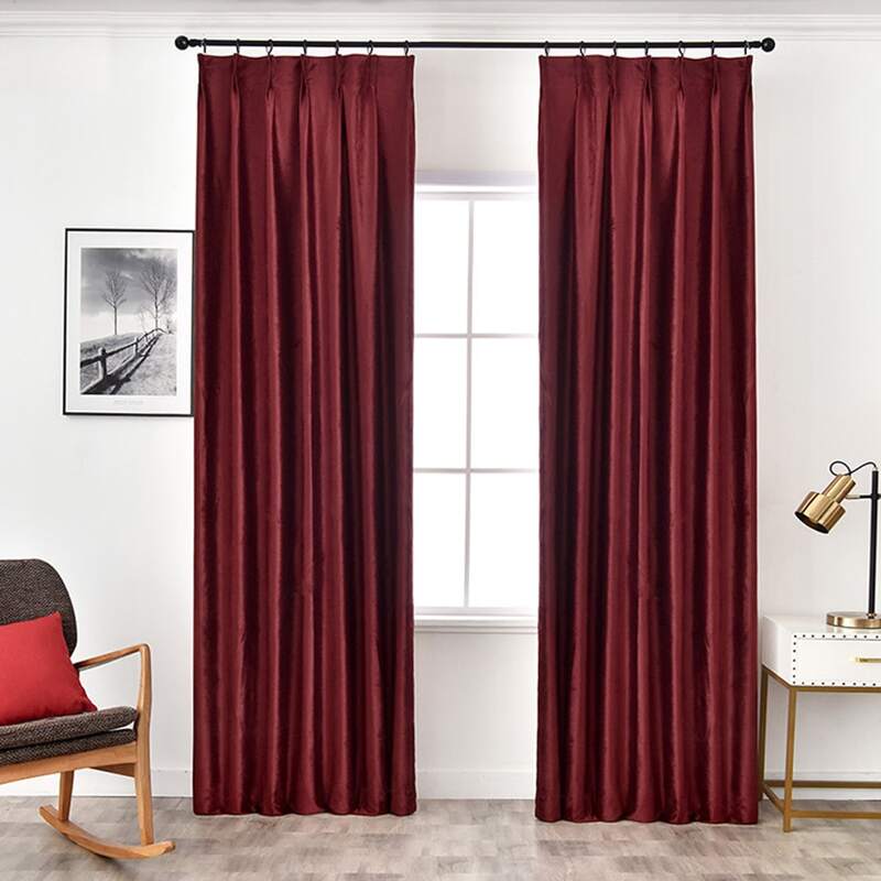 

1pc Solid Blackout Curtain, Red