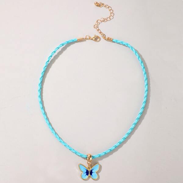 

Butterfly Charm Necklace, Blue