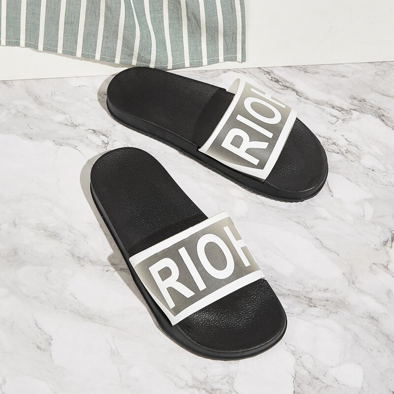 

Letter Graphic Open Toe Slides, Black and white