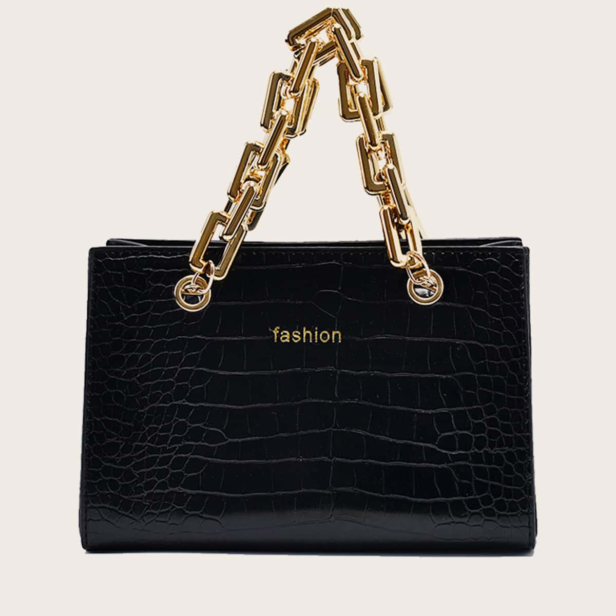 Image of Crocodile Chain Handle Satchel Bag