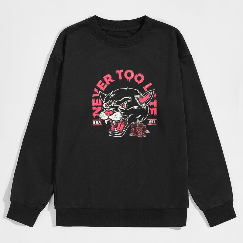 

Guys Animal & Letter Graphic Sweatshirt, Black