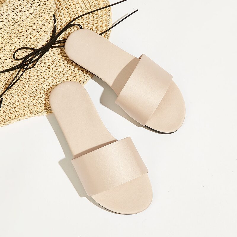 

Minimalist Open Toe Slippers, Apricot