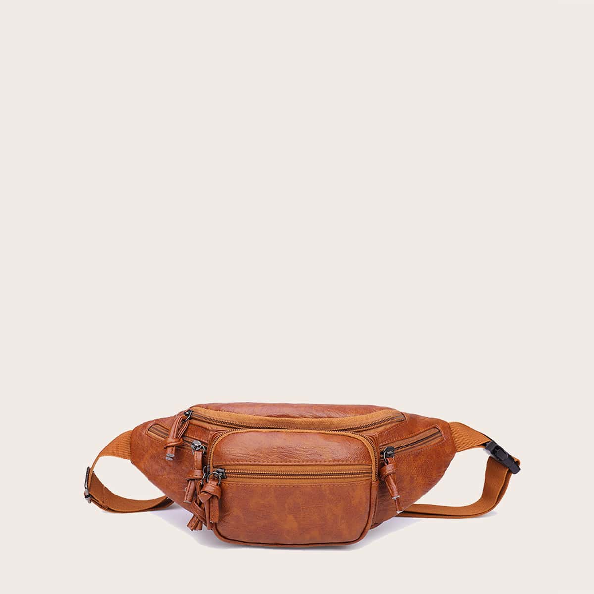 

Solid Pocket Fanny Pack, Brown