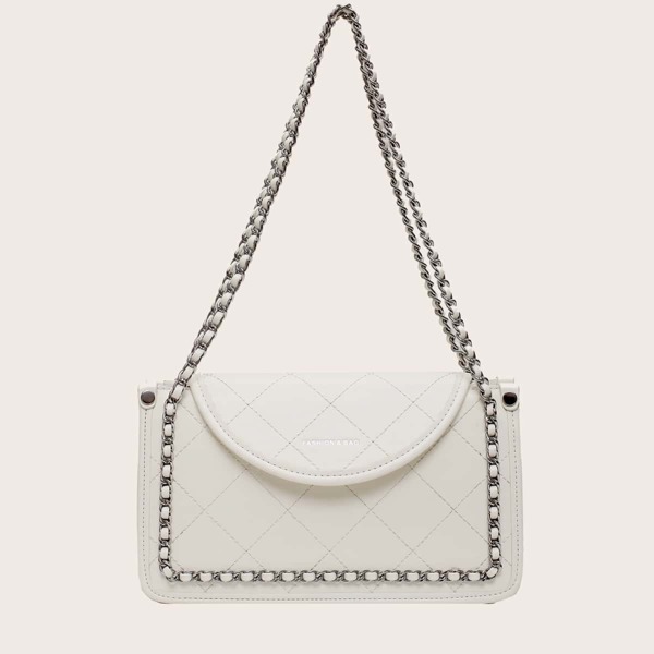 

Quilted Chain Shoulder Bag, White