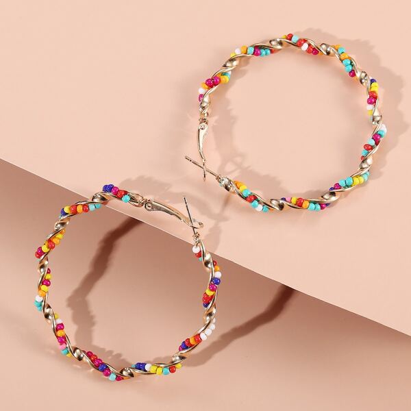 

Twist Beaded Hoop Earrings, Multicolor
