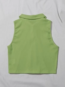 Muchica Top tank tejido de canalé con botón - Verde Lima - Ver 2
