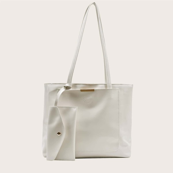 

Minimalist Tote Bag With Purse, White