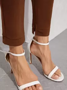 SHEIN Essnce Slant Pocket Detail Slit Hem Skinny Pants - Chocolate Brown - View 6