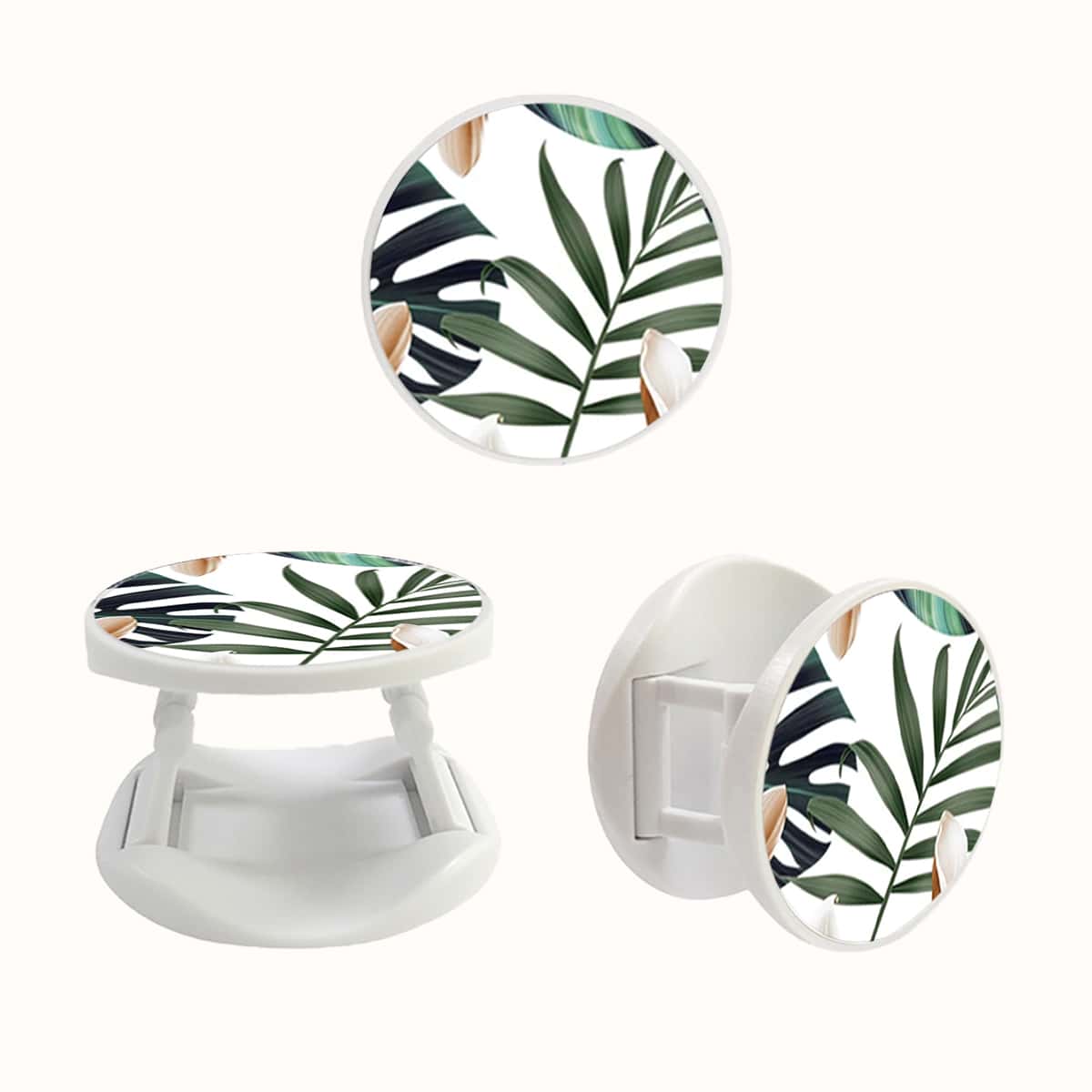 

1pc Leaf Print Phone Holder, Green