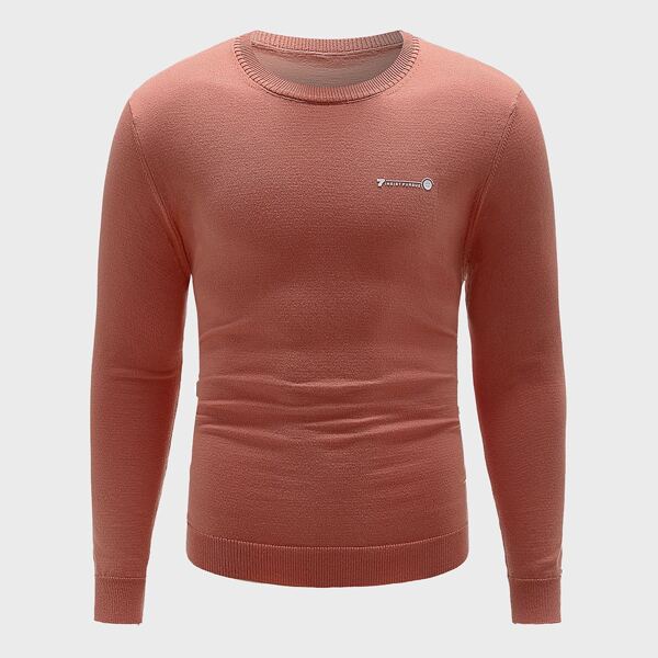 

Men Letter Graphic Button Detail Sweater, Watermelon pink