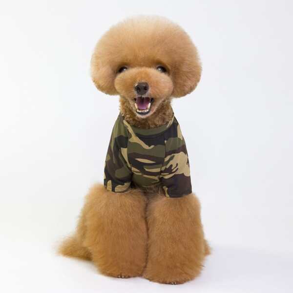 

1pc Dog Camo Print Tee, Army green