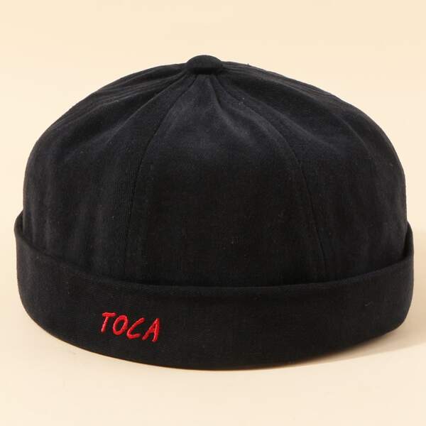 

Men Letter Embroidered Hat, Black