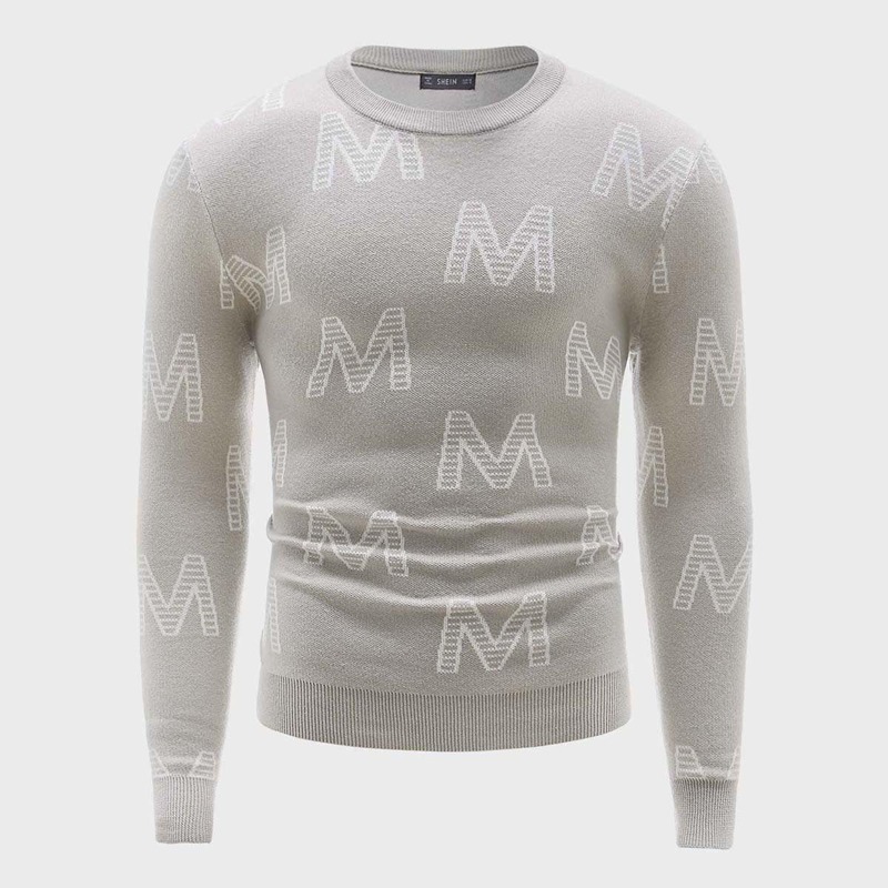 

Guys Letter Pattern Sweater, Beige