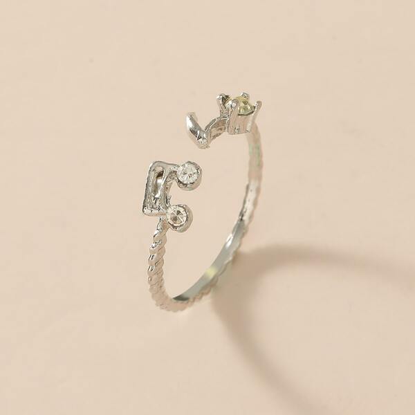 

Rhinestone Note Decor Ring, Silver
