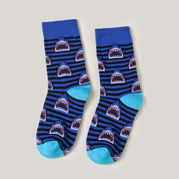 

Striped Pattern Socks, Royal blue