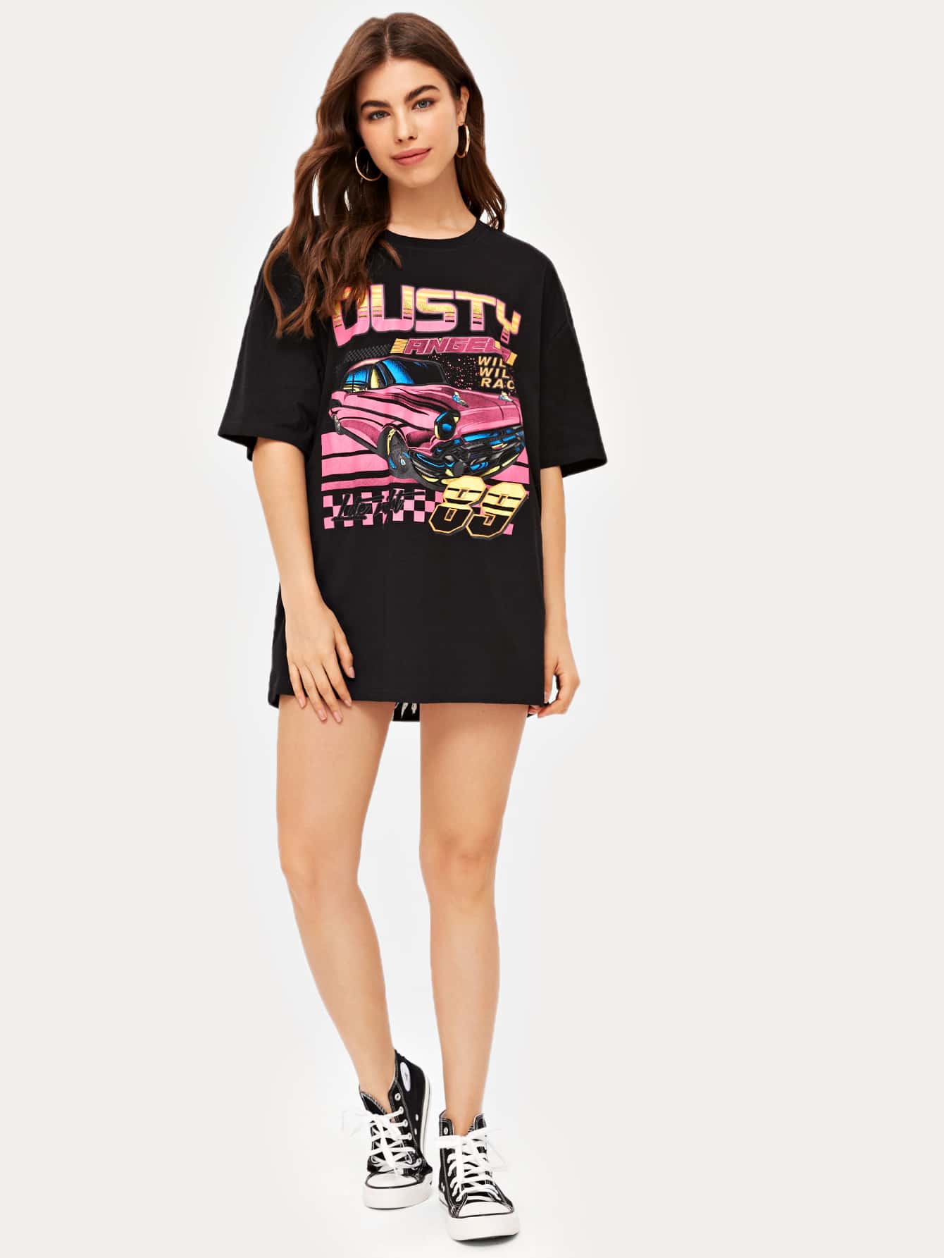 Letter Graphic Oversized Tee ??| ROMWE 