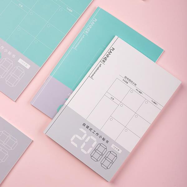 

1pc Random Color Plan Notebook, Multicolor