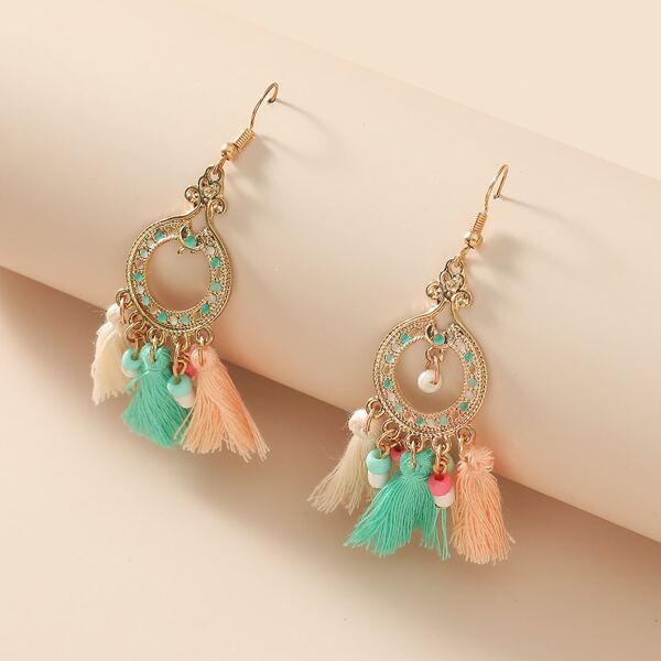 

Tassel Charm Drop Earrings, Multicolor
