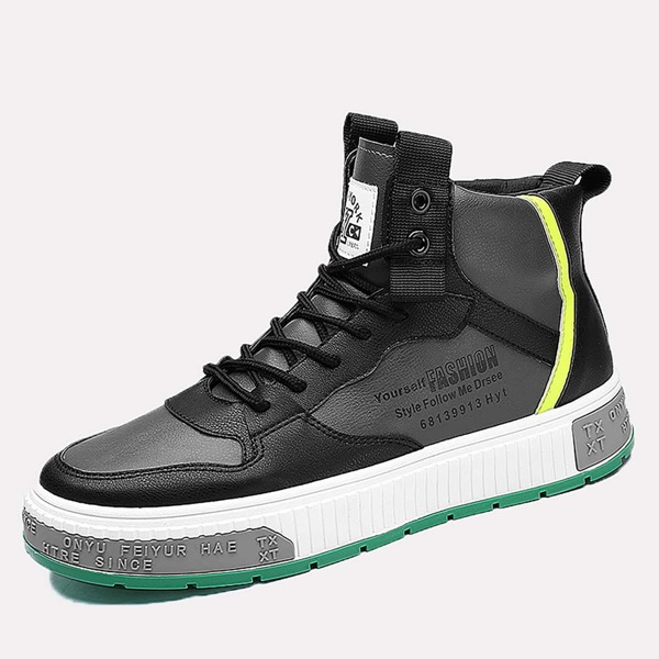 

Men Lace-up Front High Top Sneakers, Black