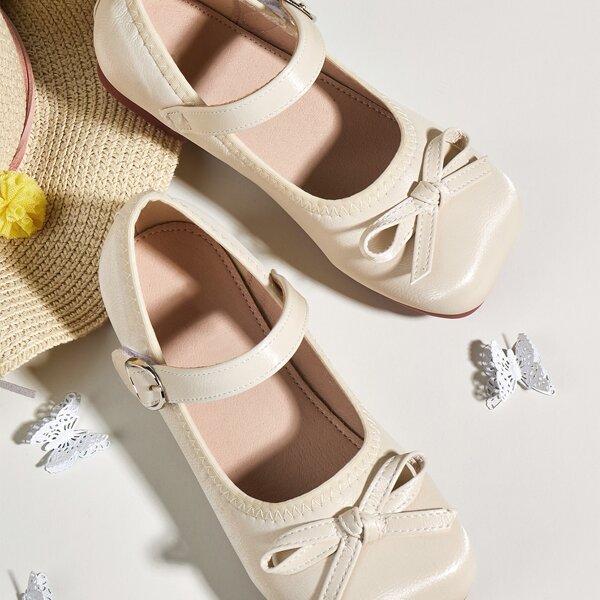 

Toddler Girls Bow Decor Flats, Beige