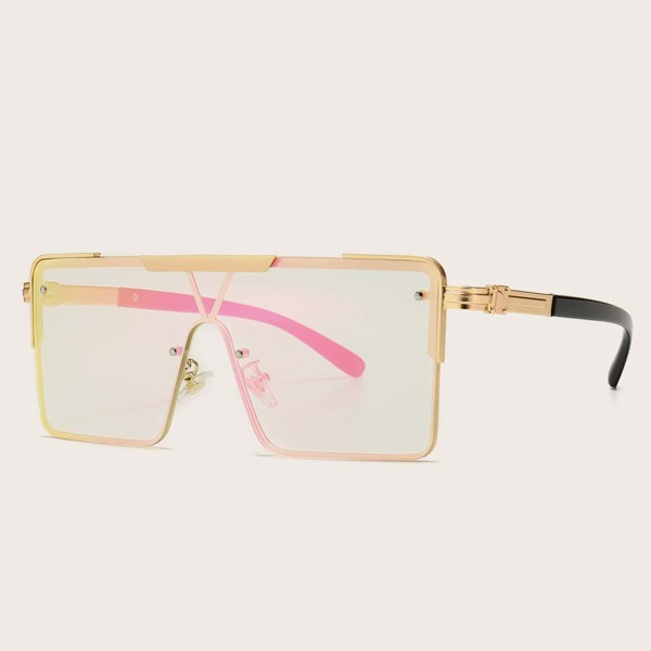 

Flat Top Metal Frame Sunglasses, Gold