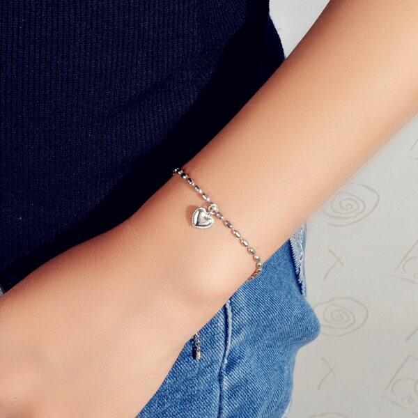 

Heart Charm Bracelet, Silver